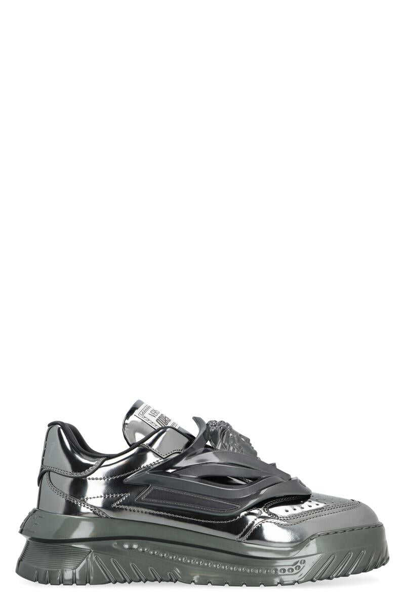 Versace VERSACE ODISSEA LEATHER LOW-TOP SNEAKERS SILVER