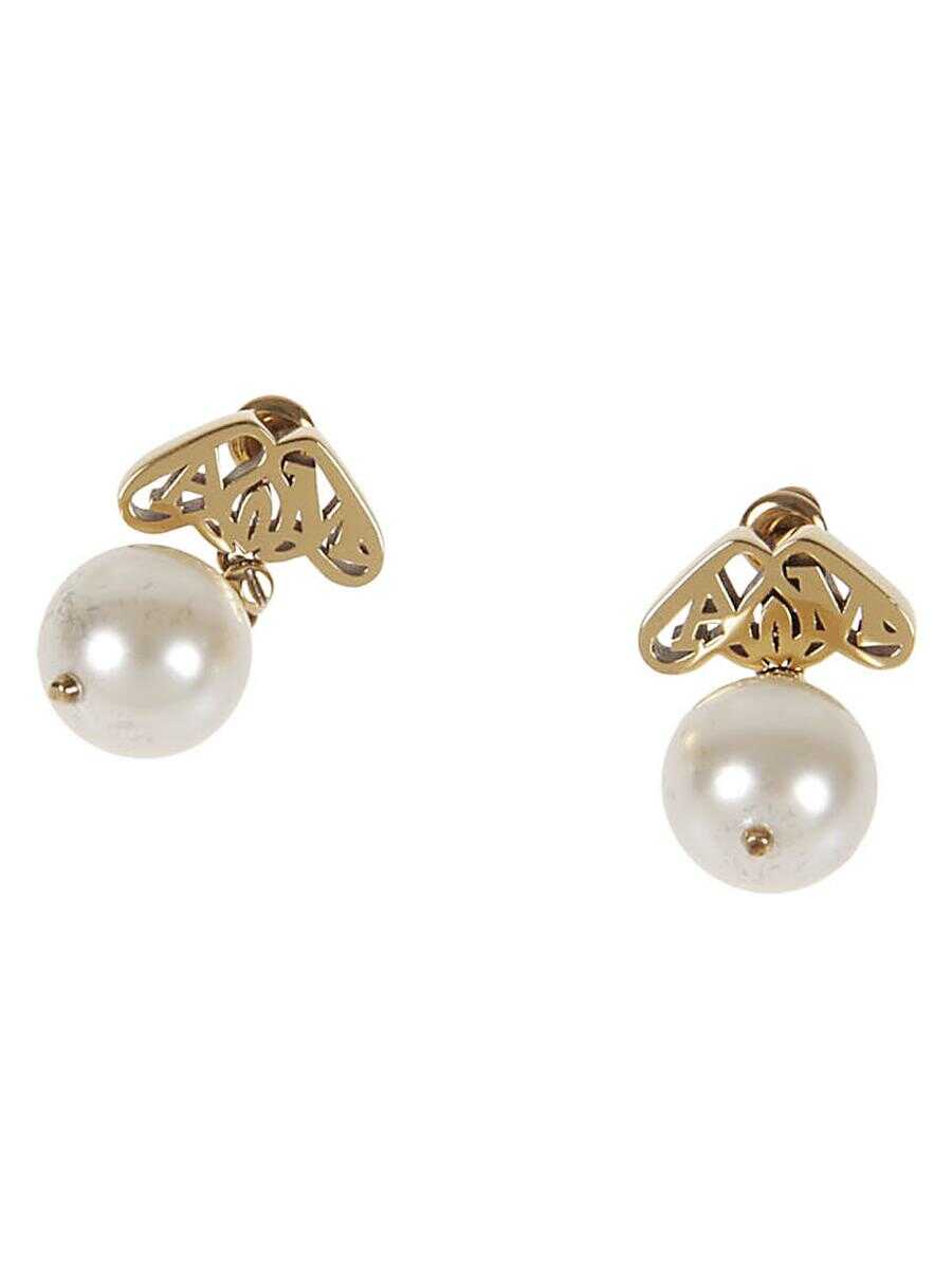 Alexander McQueen ALEXANDER MCQUEEN Seal Logo pearl earrings GOLDEN image3