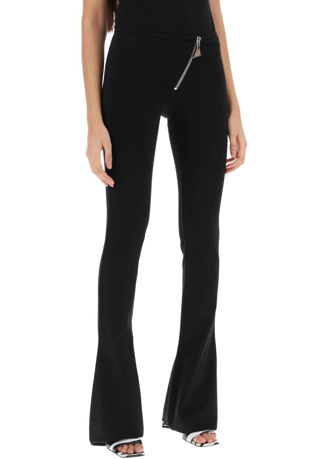 THE ATTICO Bootcut Pants With Slanted Zipper BLACK