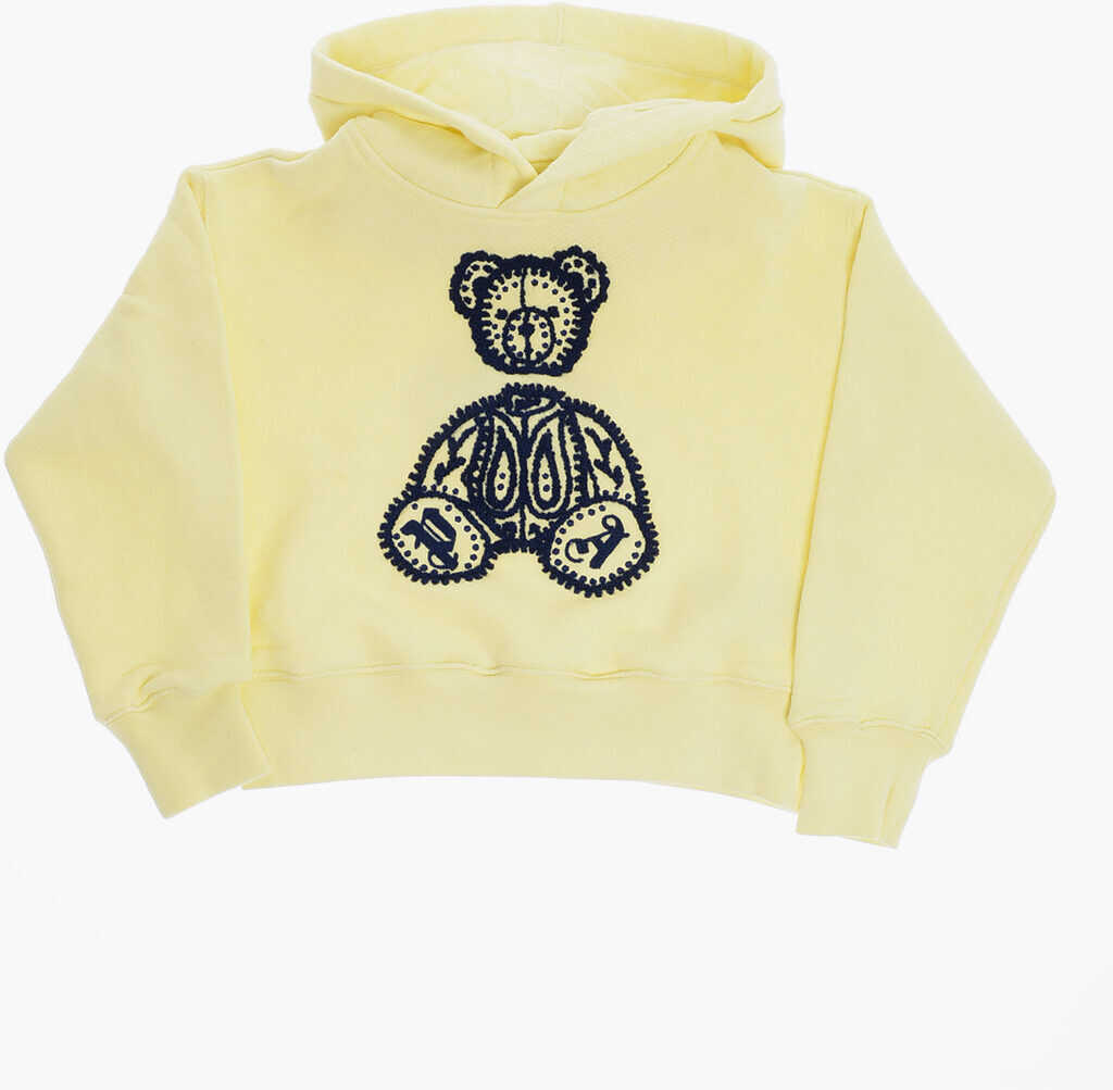 Palm Angels Hoodie With Terry Teddy Embroidery Yellow