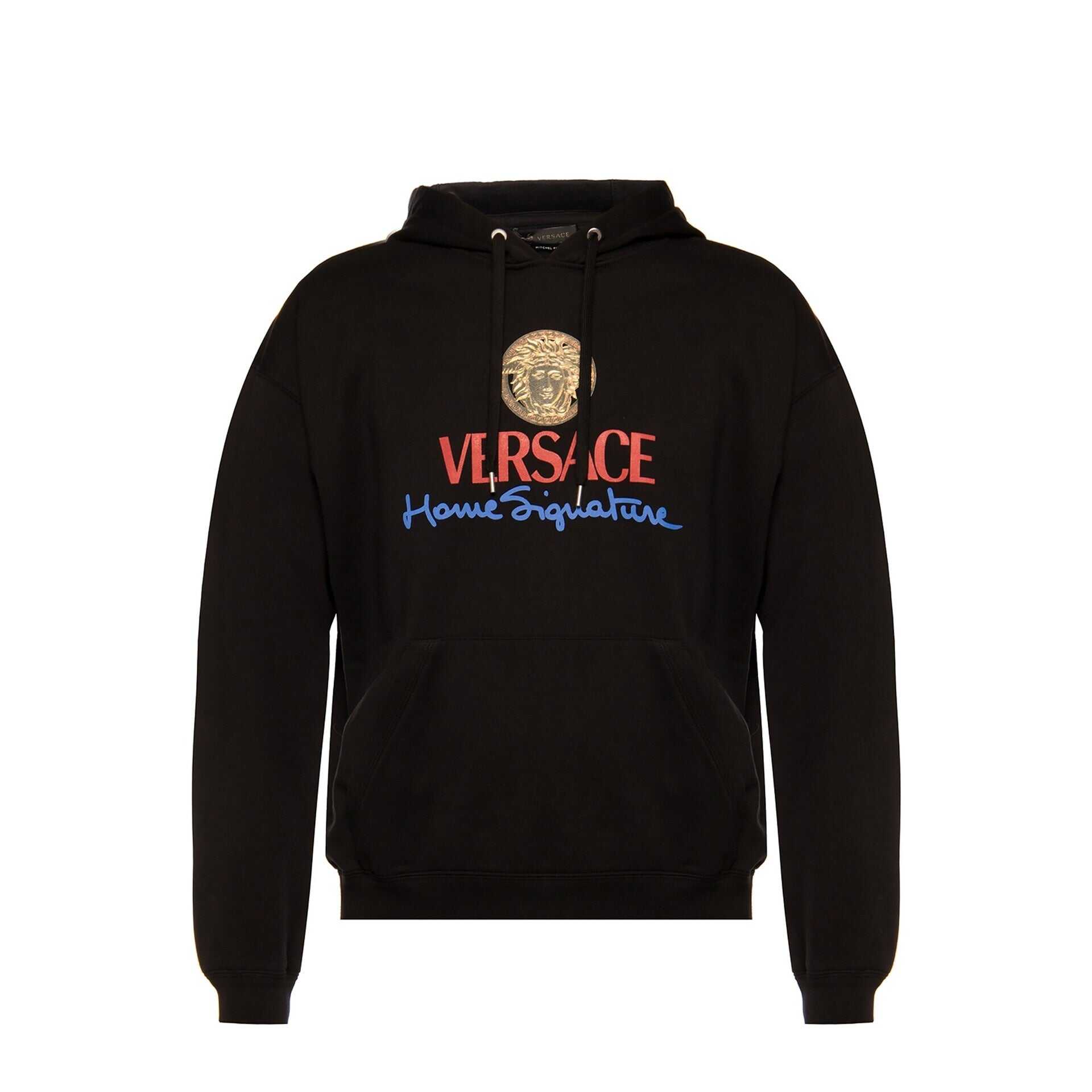 Versace Logo Hooded Sweatshirt Black