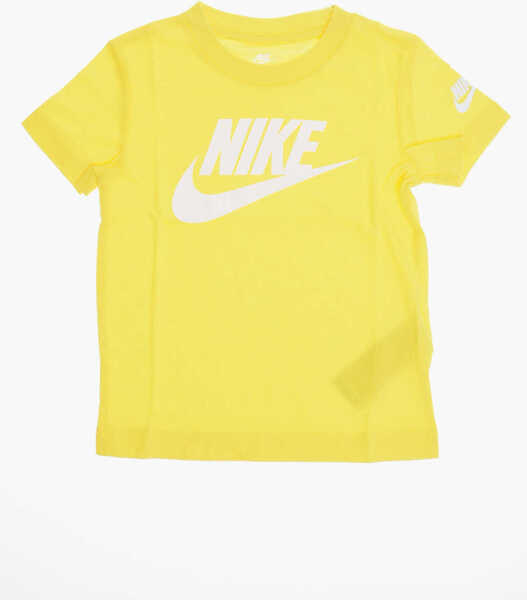 Tricouri Nike Solid Color Crew-Neck T-Shirt With Printed Logo Yellow Baieti (BM 12137682) 1