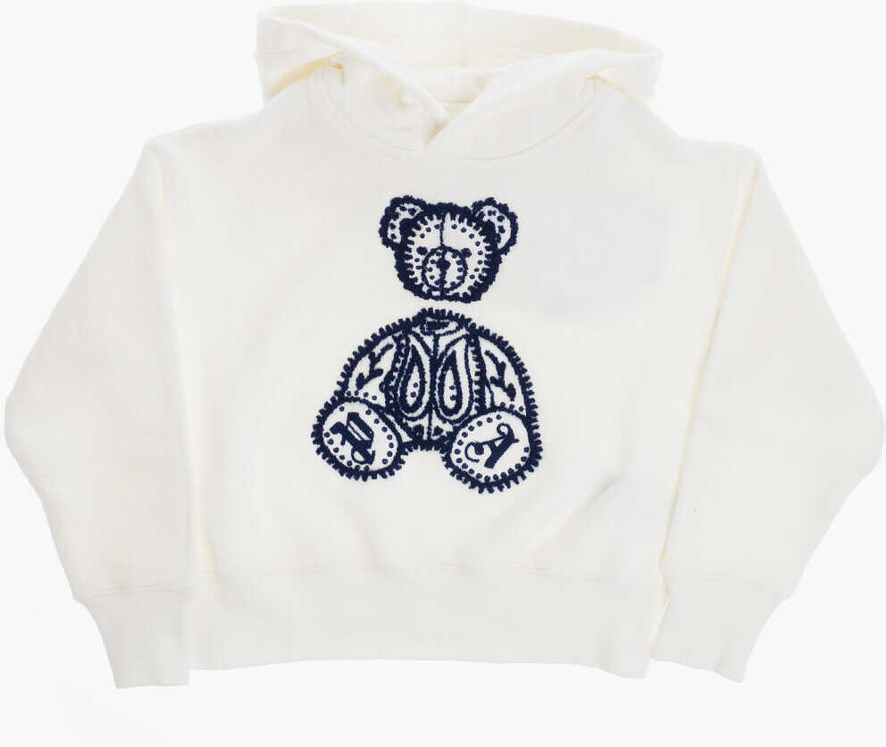 Palm Angels Hoodie With Terry-Embroidery Teddy White