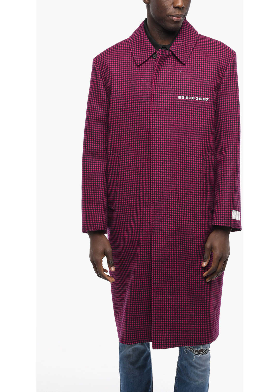 Vetements Vtmnts Checked Wool Coat With Concealed Placket Pink