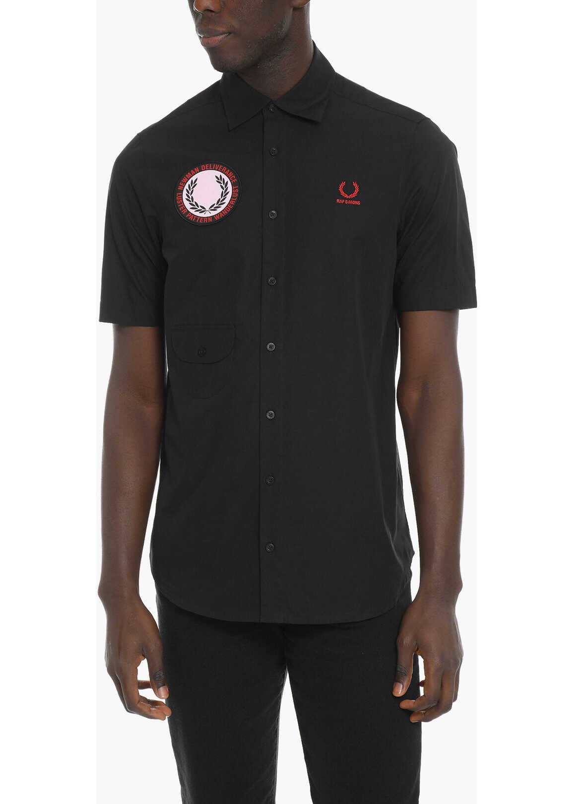 Raf Simons Fred Perry X Rs Short-Sleeved Cotton Shirt With Logo Patch Black