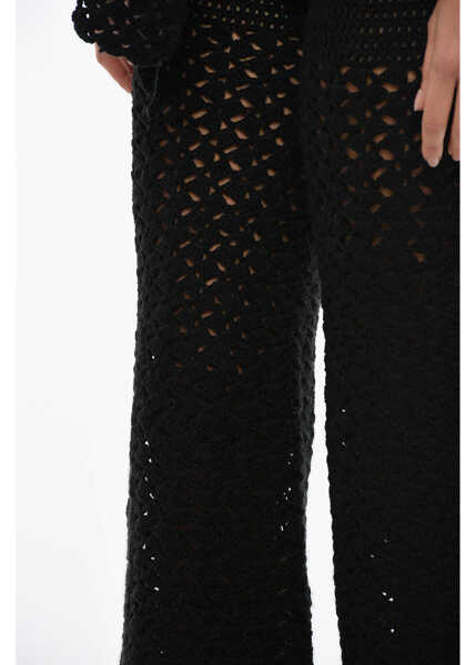 Pantaloni casual MATIM Knitted Openwork Trousers With Wide Leg Black Femei (BM 12144051) 3