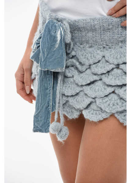 Fuste scurte MATIM Wool Ruffled Mini Skirt With Self-Tie Detail Light Blue Femei (BM 12144348) 3