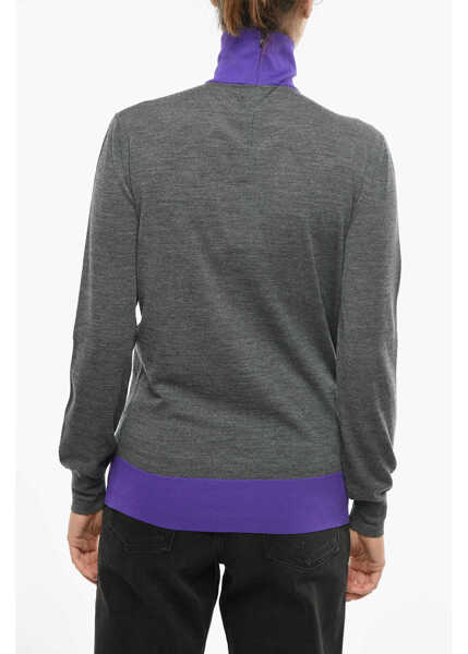 Pulovere Plan C Two-Tone Wool Blen Turtleneck Sweater Violet Femei (BM 12144558) 2