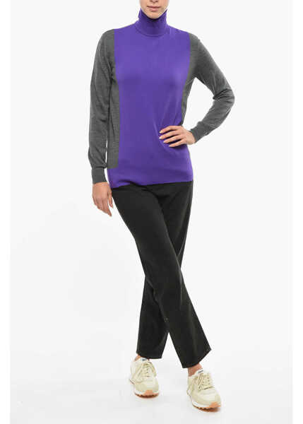 Pulovere Plan C Two-Tone Wool Blen Turtleneck Sweater Violet Femei (BM 12144558) 4