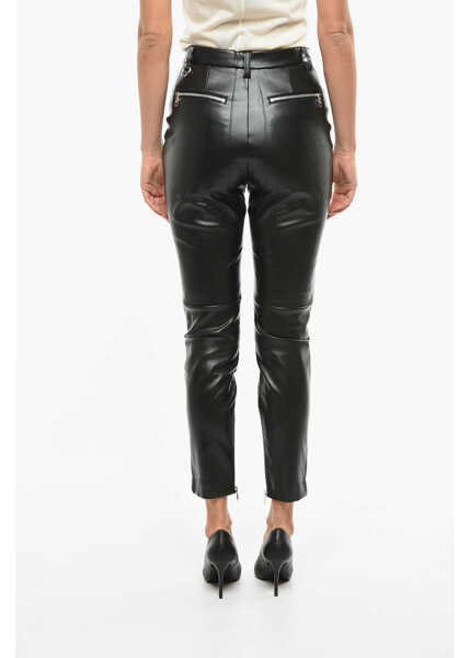 Pantaloni casual Dolce & Gabbana Regular-Fit Vegan Leather Pants Black Femei (BM 12144918) 2