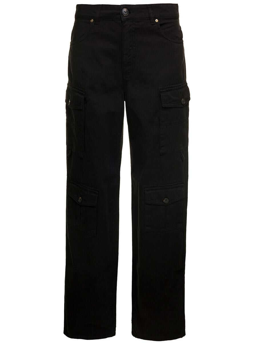 Pinko Black \'Cargo\' Pants Eight-pocket Style in Cotton Denim Woman Black