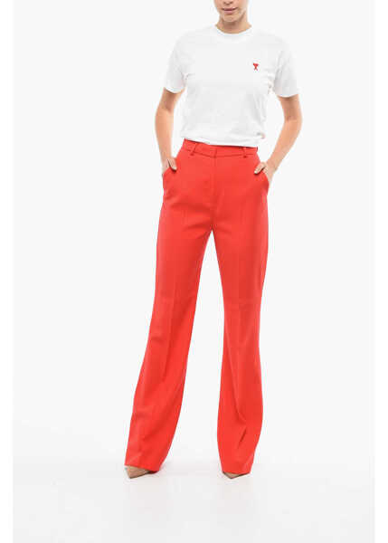 Pantaloni office DAVID KOMA Wool High Waist Palazzo Pants Red Femei (BM 12156528) 4