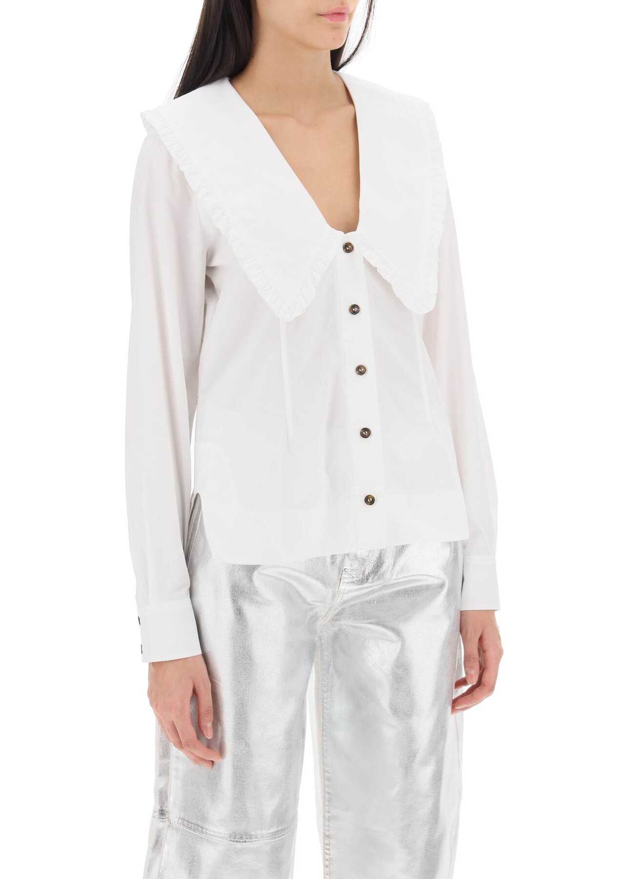 Ganni Maxi Collar Shirt BRIGHT WHITE