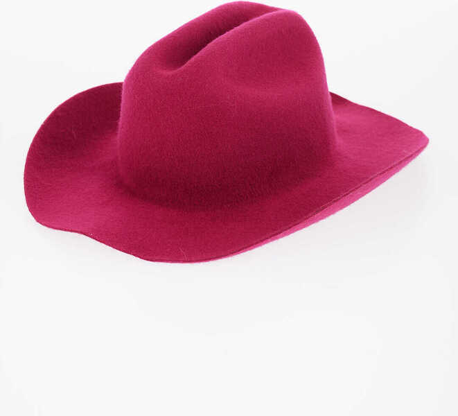 Caciuli RUSLAN BAGINSKIY Solid Color Wool Felt Cowboy Hat With Embossed Monogram Pink Femei (BM 12162321) 3