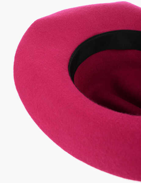 Caciuli RUSLAN BAGINSKIY Solid Color Wool Felt Cowboy Hat With Embossed Monogram Pink Femei (BM 12162321) 4