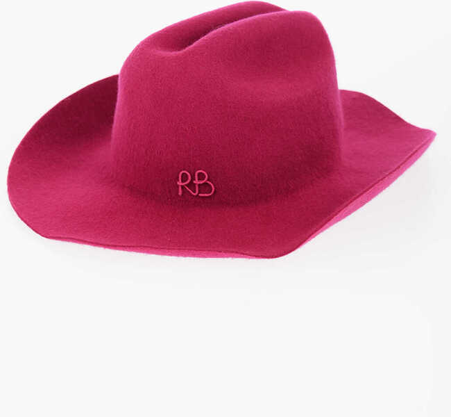 Caciuli RUSLAN BAGINSKIY Solid Color Wool Felt Cowboy Hat With Embossed Monogram Pink Femei (BM 12162321) 1