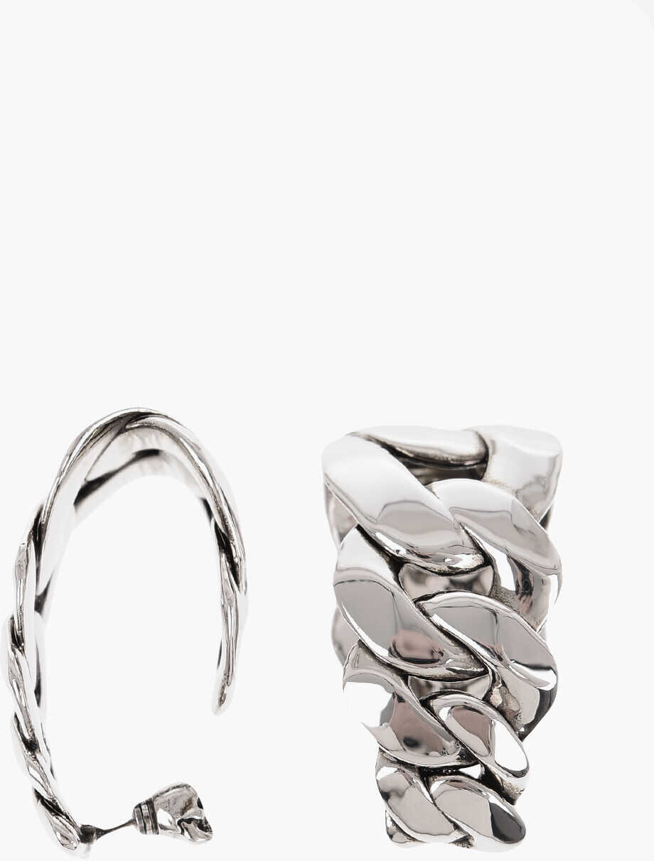 Alexander McQueen Metal Chain-Link Oversized Earrings Silver image3