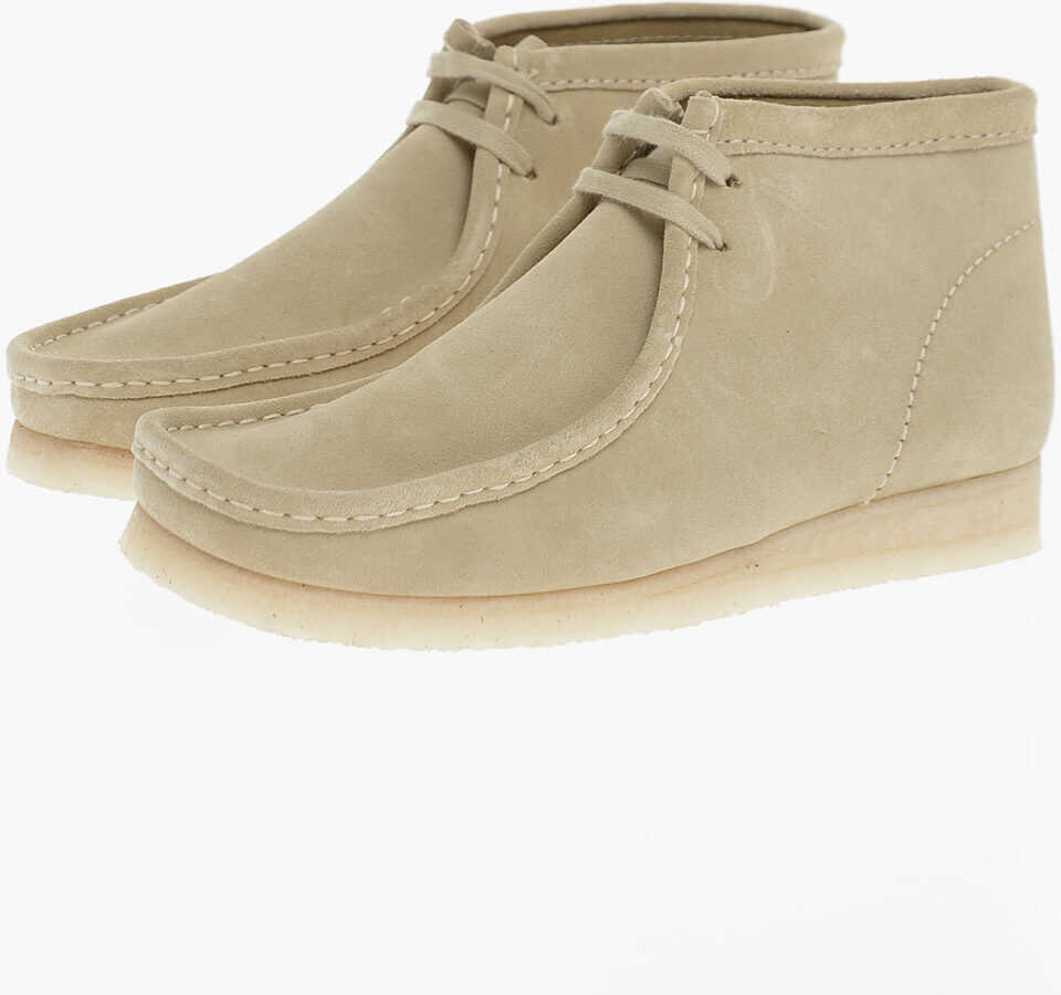 Clarks Originals Suede Wallabee Loafers With Crepe Rubber Sole Beige