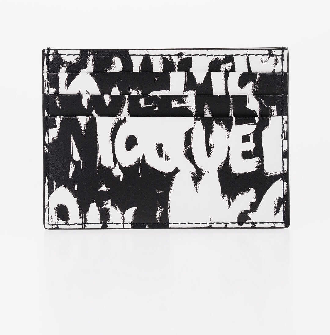 Alexander McQueen All-Over Logo Leather Card Holder Black