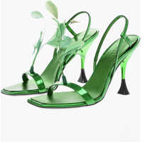 Sandale cu toc Patent Leather Sandals With Feather Detail 10Cm Femei