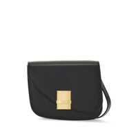 Genti de umar 'Fiamma S' Black Shoulder Bag With Logo Detail And Oblique Flap In Leather Woman Femei