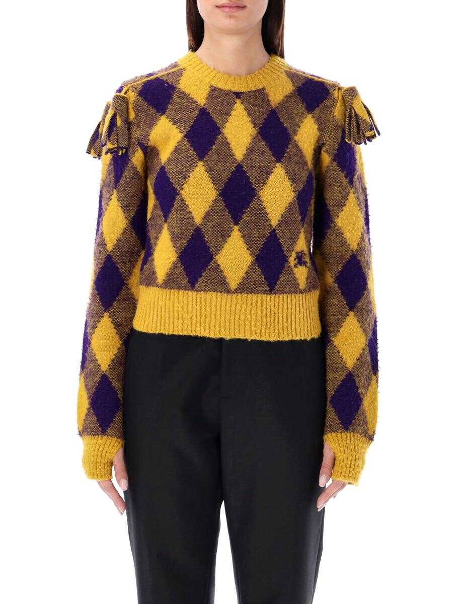 Burberry BURBERRY Argyle Wool Sweater YELLOW PURPLE