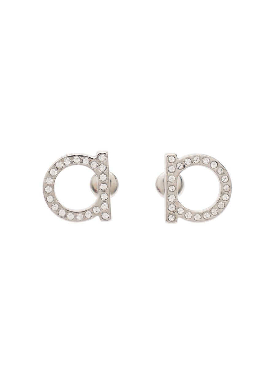 Ferragamo Silver Earrings with Rhinestone Embellishment in Brass Woman GREY image5