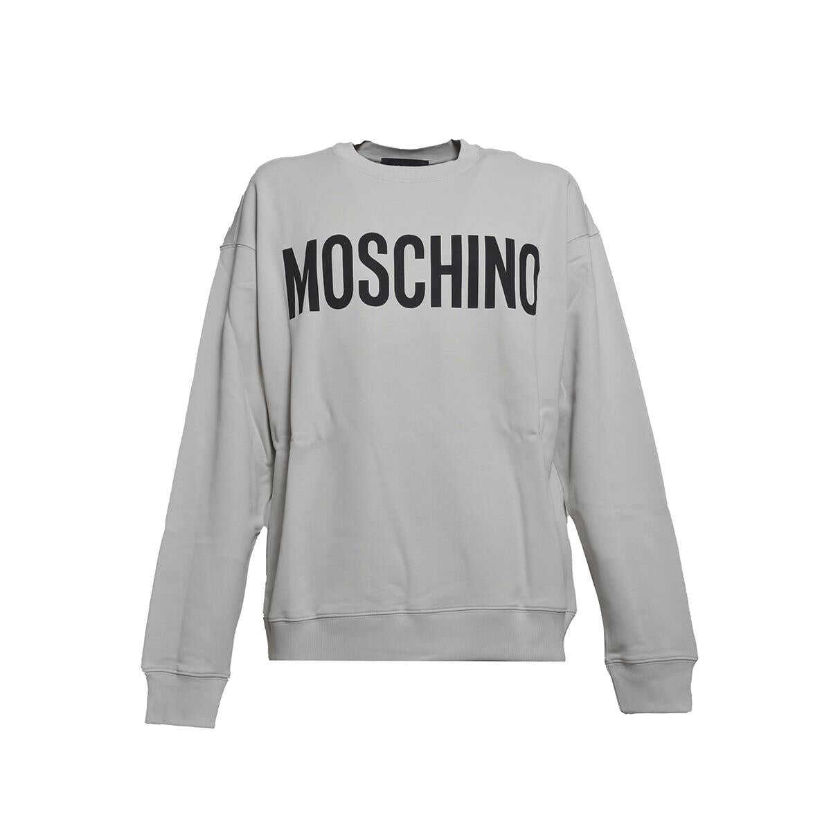 Moschino MOSCHINO Ice grey cotton crewneck sweatshirt with logo print Moschino GREY