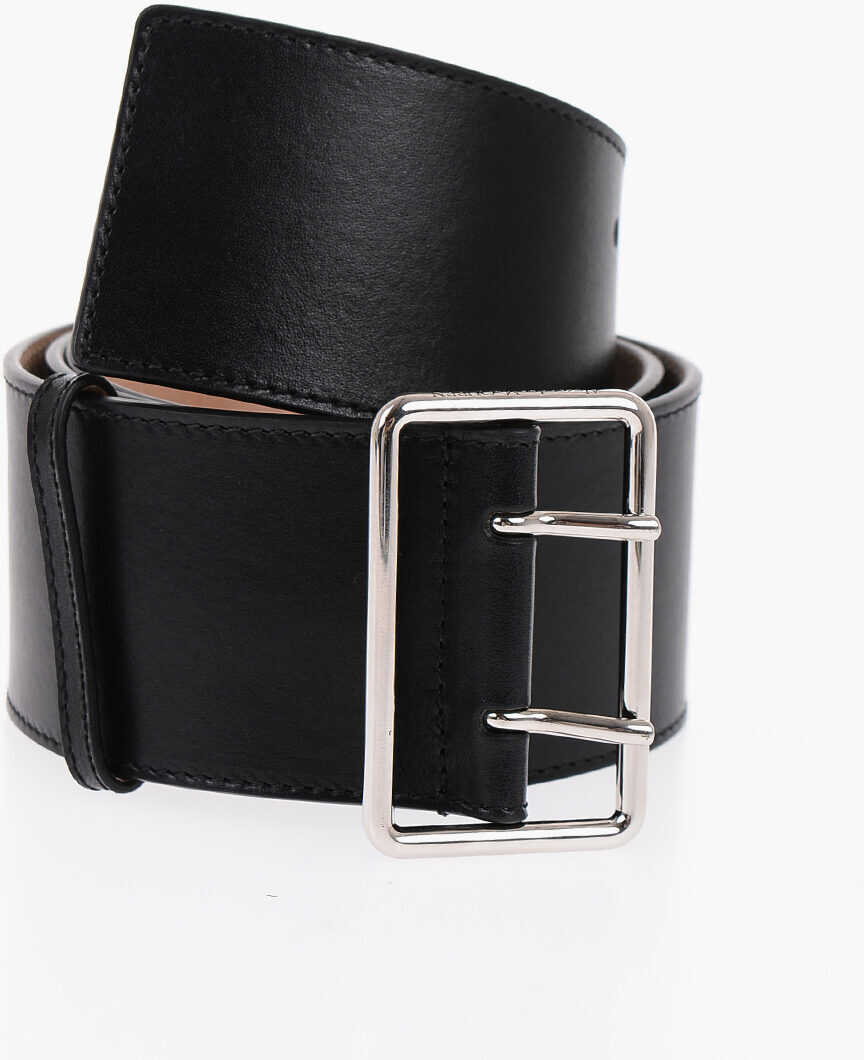 Alexander McQueen Leather Maxi Belt 60Mm Black