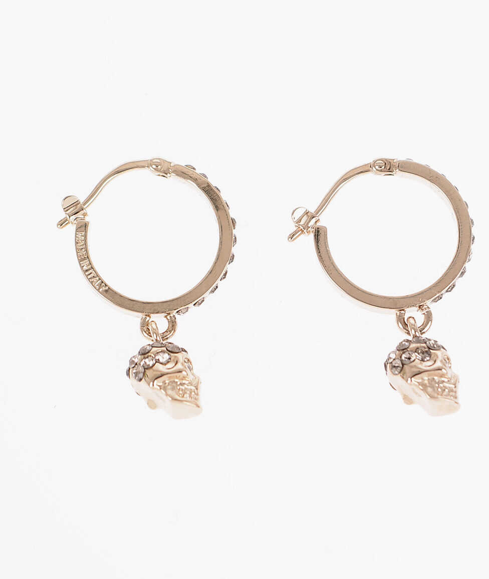 Alexander McQueen Metal Hoop Earrings With Rhinestone Embellishment Silver image2