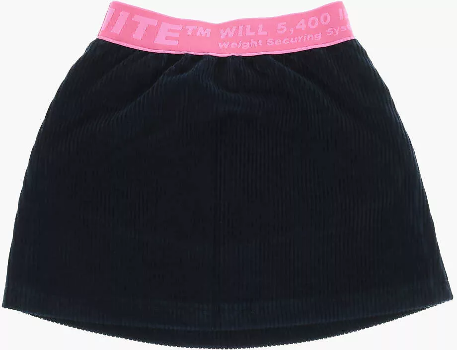 Fuste OFF-WHITE KIDS Corduroy Skirt With Logoed Elastic Band Blue Fete (BM 12175128) 3
