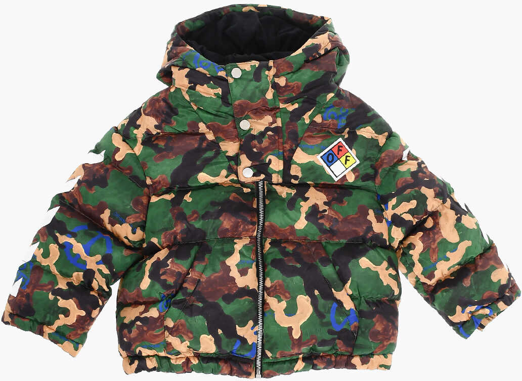 OFF-WHITE KIDS Padded Camouflage Jacket With Hood Multicolor