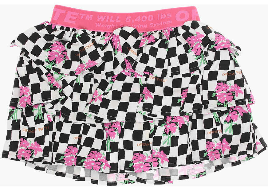 OFF-WHITE KIDS Checked Chessboard Skirt With Ruches Pink