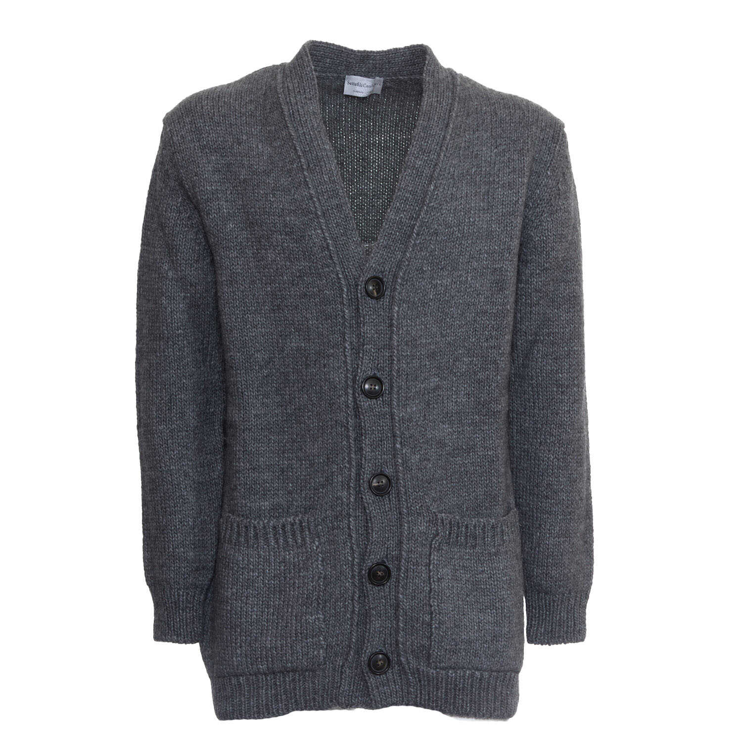 SETTEFILI CASHMERE Low Gauge Buttoned Cardigan With Pockets Grey