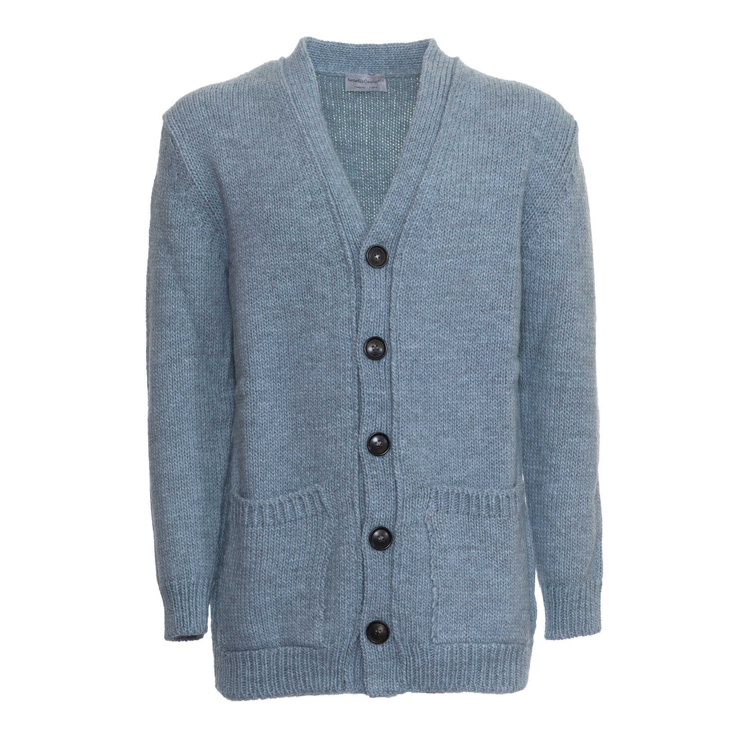 SETTEFILI CASHMERE Low Gauge Buttoned Cardigan With Pockets Blue