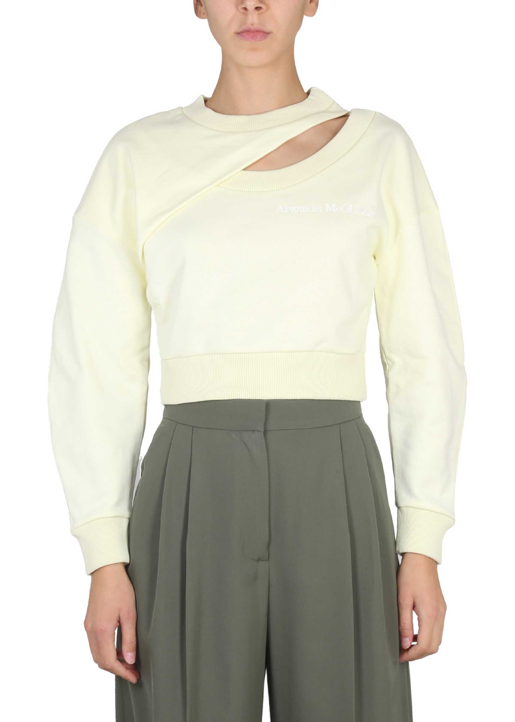 Alexander McQueen Cropped Sweatshirt IVORY