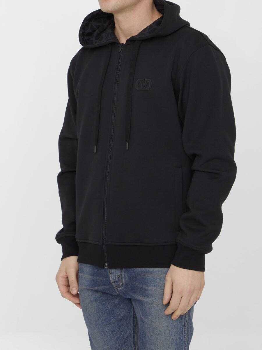 Bluze de trening Valentino Garavani Hoodie With Toile Iconographe Hood Black Barbati (BM 12189093) 2