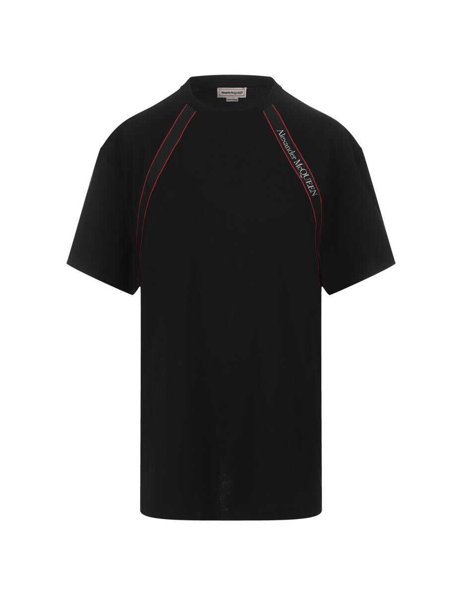 Alexander McQueen ALEXANDER MCQUEEN Oversize T-Shirt with Selvage BLACK