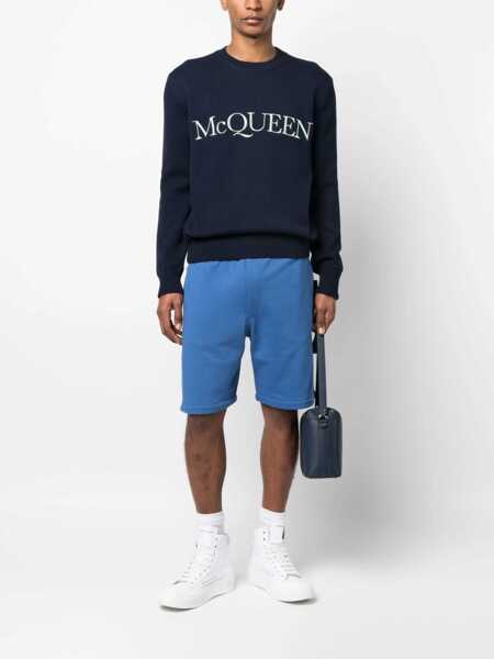Pulovere casual Alexander McQueen Cotton Logo Embroidery Jersey BLUE Barbati (BM 12193794) 2