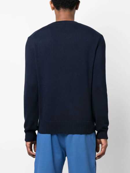 Pulovere casual Alexander McQueen Cotton Logo Embroidery Jersey BLUE Barbati (BM 12193794) 4
