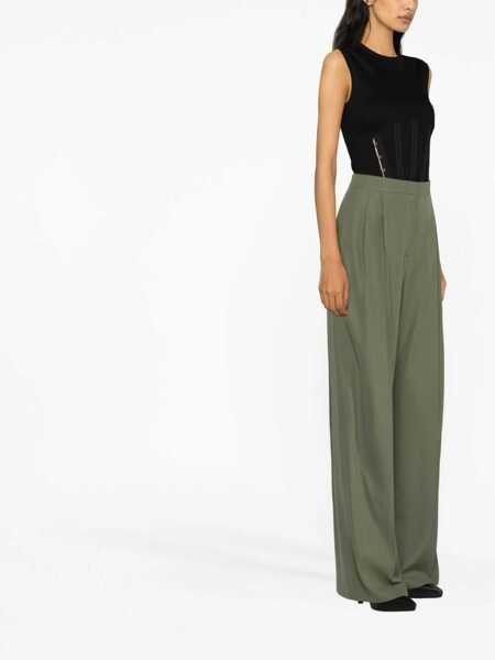 Pantaloni casual Alexander McQueen Wide Leg Pants GREEN Femei (BM 12194031) 4
