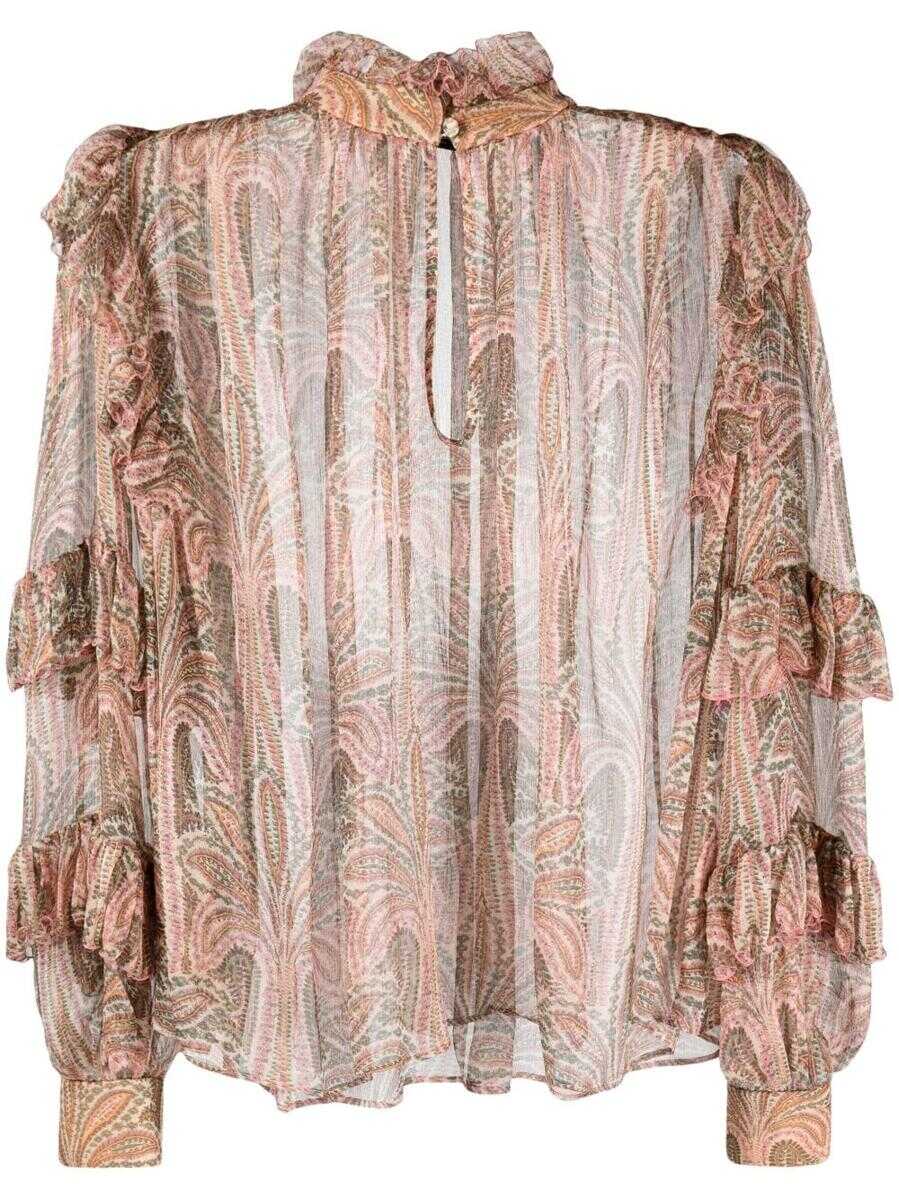 ETRO ETRO Paisley-print ruffled blouse PINK