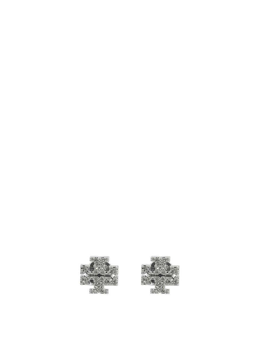 Tory Burch TORY BURCH Crystal logo earrings SILVER image15
