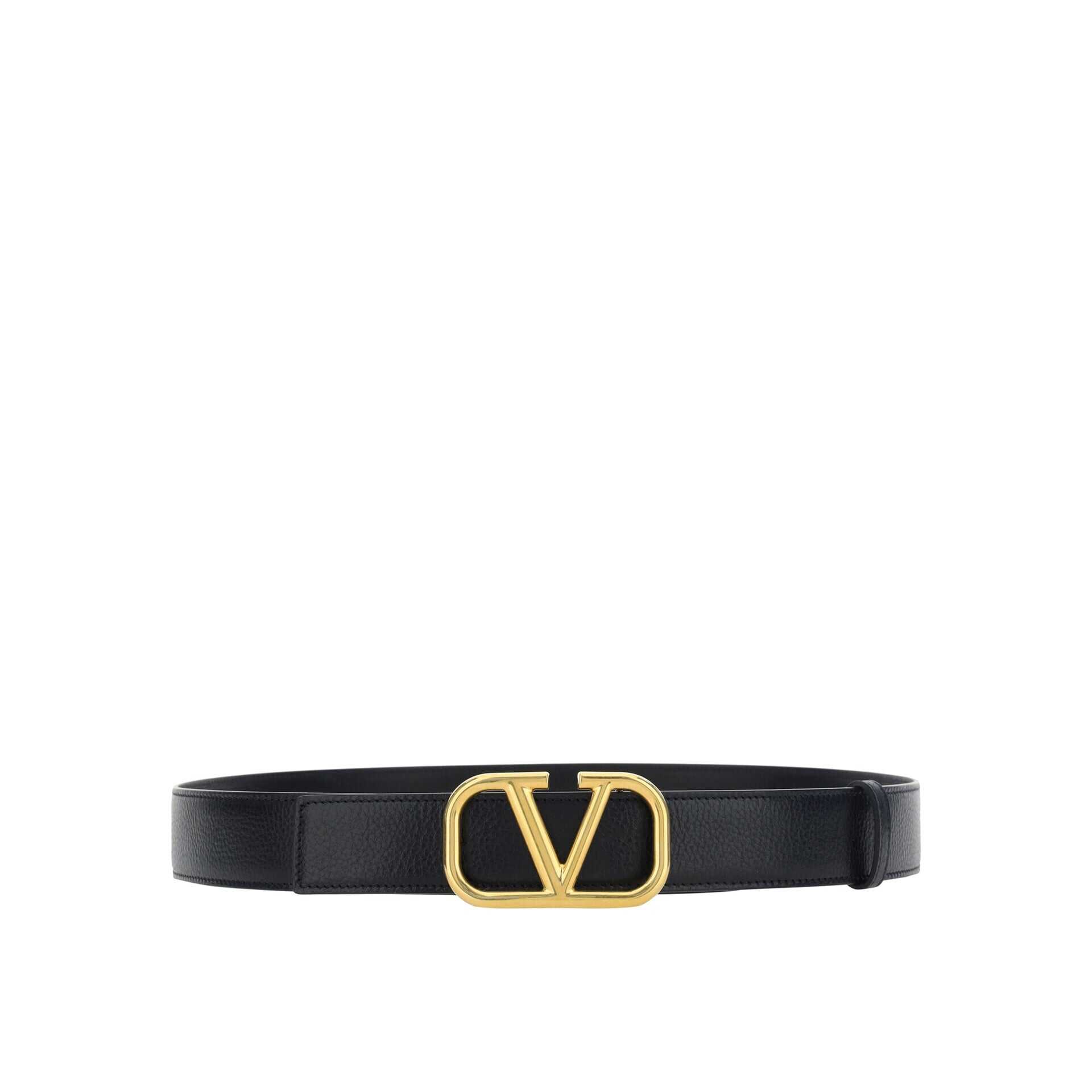 Valentino Garavani Valentino Garavani VLogo Leather Belt Black
