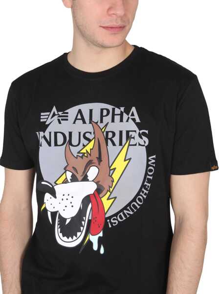 Tricouri Alpha Industries Wolfhounds T-Shirt BLACK Barbati (BM 12228621) 4