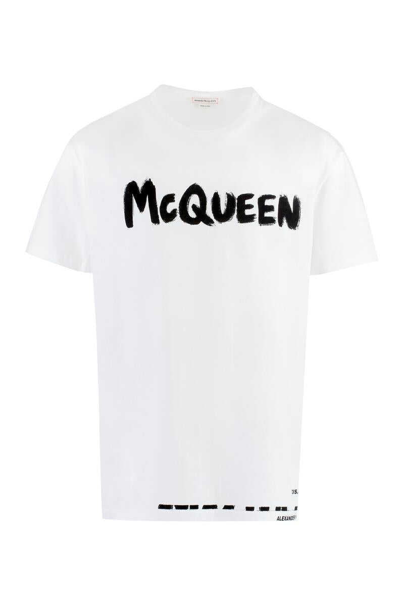 Alexander McQueen ALEXANDER MCQUEEN PRINTED COTTON T-SHIRT WHITE