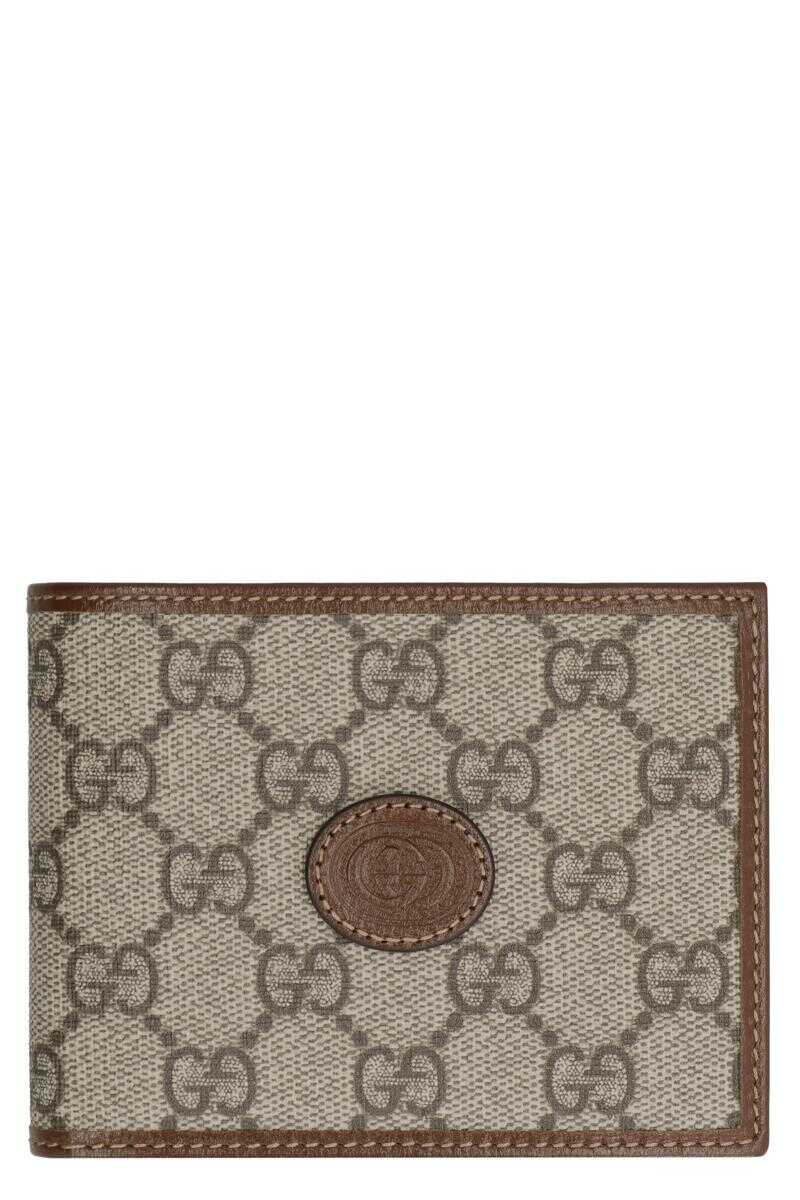 Gucci GUCCI GG SUPREME FABRIC AND LEATHER WALLET BEIGE
