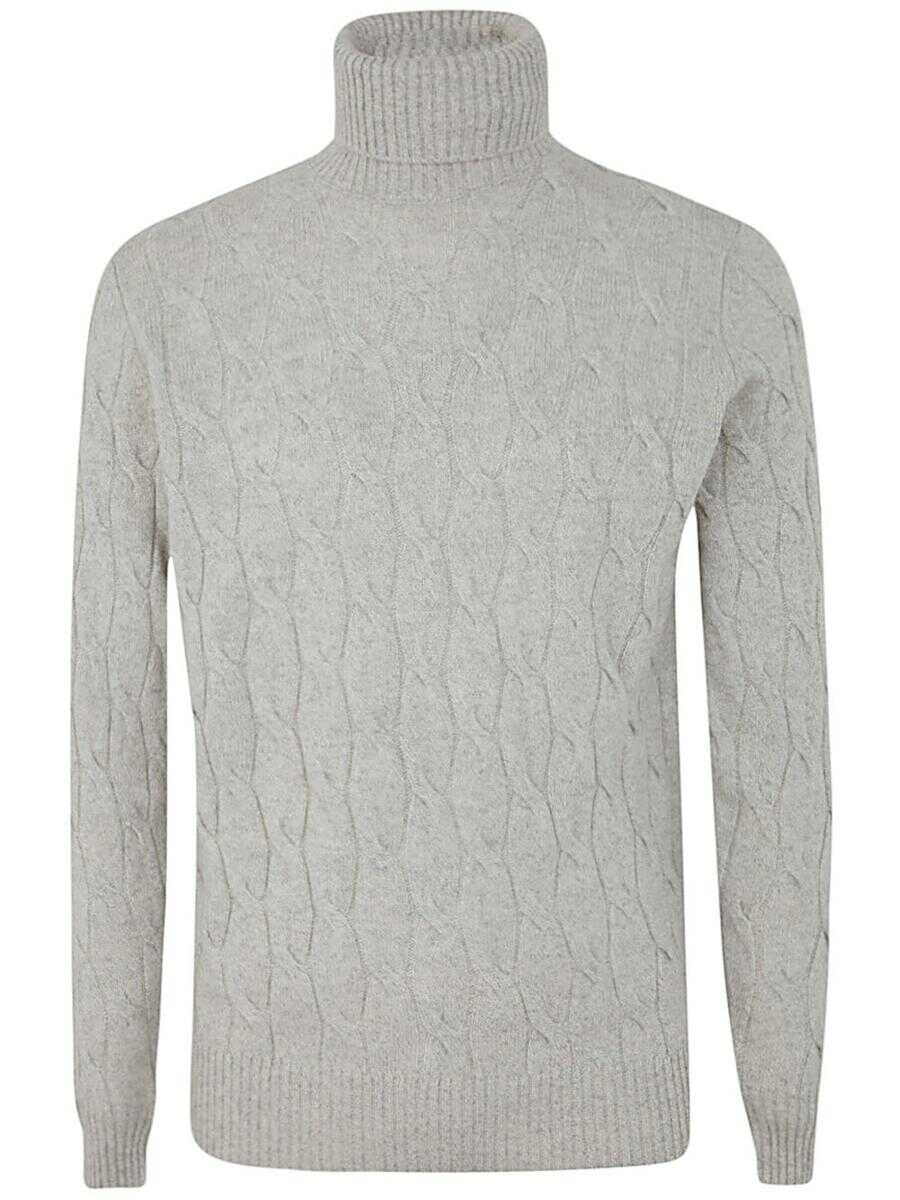 FILIPPO DE LAURENTIIS FILIPPO DE LAURENTIIS WOOL CASHMERE LONG SLEEVES TURTLE NECK SWEATER WITH BRAID CLOTHING GREY
