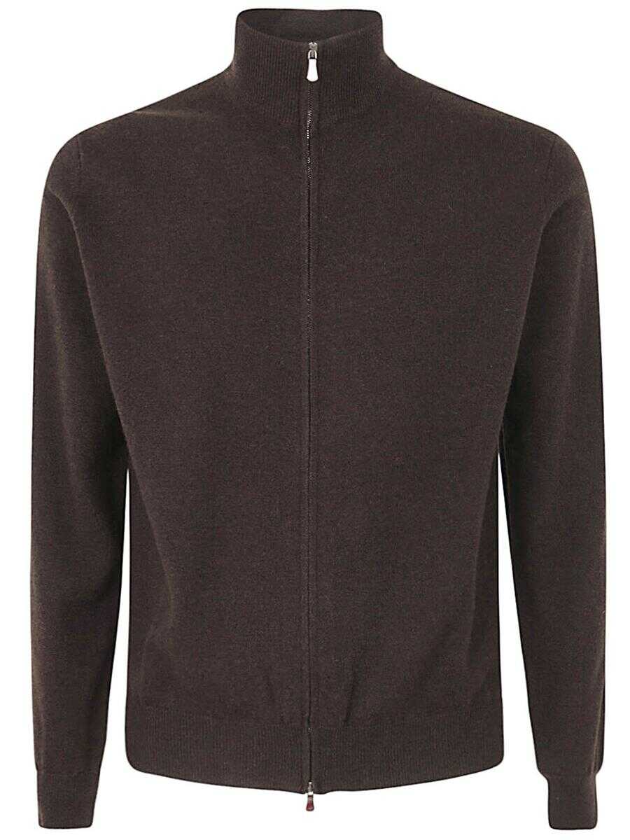FILIPPO DE LAURENTIIS FILIPPO DE LAURENTIIS WOOL CASHMERE LONG SLEEVES FULL ZIPPED SWEATER CLOTHING BROWN