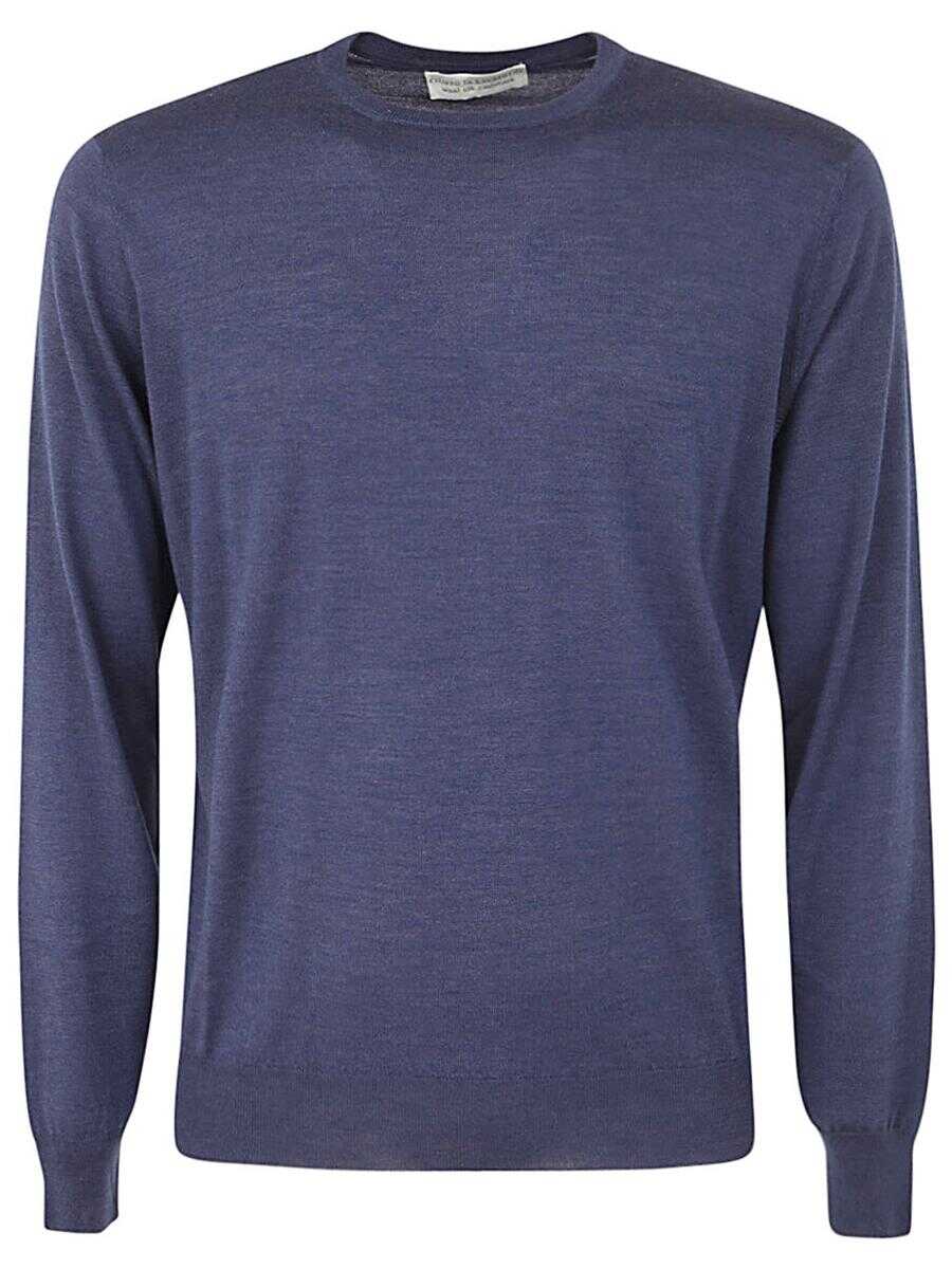 FILIPPO DE LAURENTIIS FILIPPO DE LAURENTIIS WOOL SILK CASHMERE LONG SLEEVES CREW NECK SWEATER CLOTHING BLUE